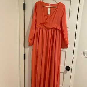 Coral maternity dress